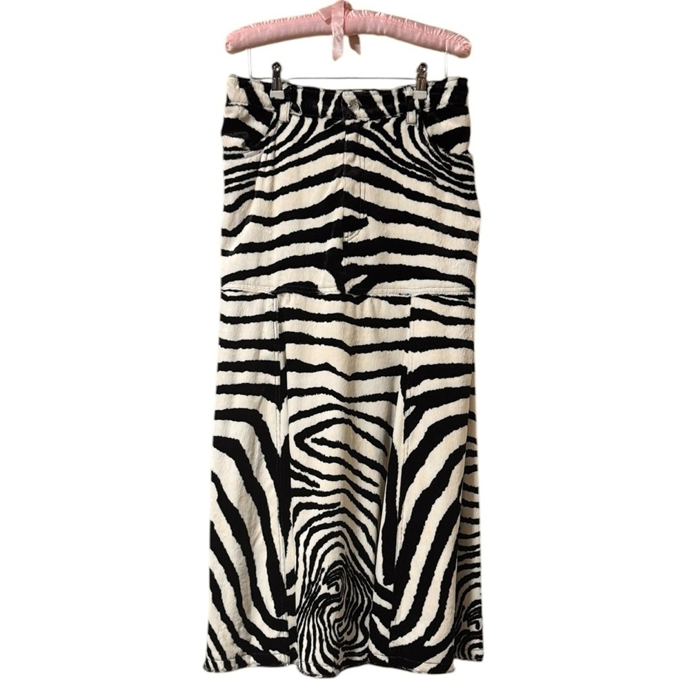 Theophilio Zebra Print Faux Fur Mermaid Maxi Skirt Size Large (30)